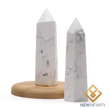 Imagem de Ponta de Howlita Torre Obelisco de Pedra Natural - New Infinity, Branc