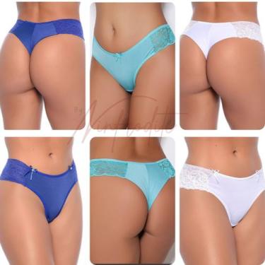 Imagem de 3 Calcinhas Fio Dental Duplo Renda Microfibra Lindas - Prime Lingerie,