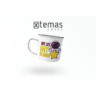 Imagem de Caneca astronauta geek retrô esmaltada de aluminio - Xtemas