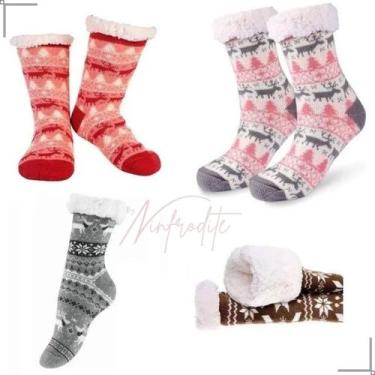 Imagem de Meia Térmica Feminina Antiderrapante Forrada Lã Quentinha - Prime Ling