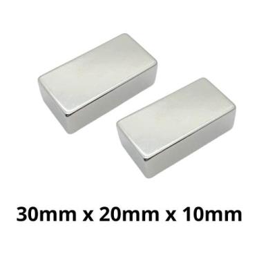 Imagem de Kit 2 Peças Imã Neodímio Bloco Magnético N35  30 x 20 x 10  mm Super F