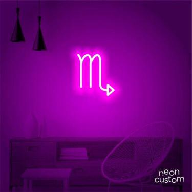Imagem de luminaria letreiro Neon Led Signo Escorpião 100x90 luminoso decoração 