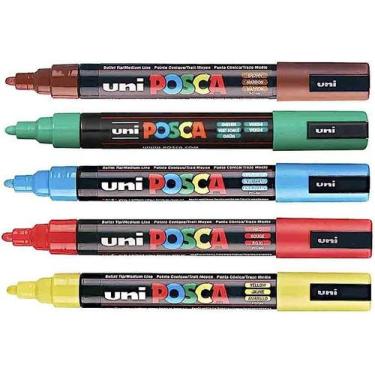 Imagem de Kit 5 Poscas PC-5M Vermelho Verde Amarelo,Azul Claro Marrom - Uni-ball