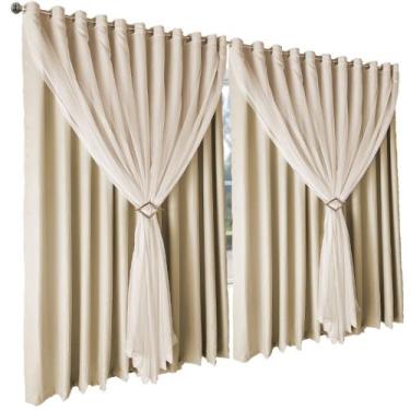 Imagem de cortina blackout Livia corta luz 8,00 x 2,40 c/voal branco - Bravin Co