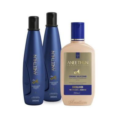 Imagem de Kit Aneethun Linha A com 2 Shampoo 300ml + 1 Creme de Silicone 250ml