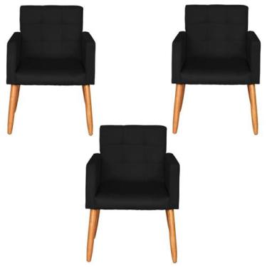 Imagem de Kit 3 Poltronas Decorativa para Recepção Sala de Estar Sala de Espera 