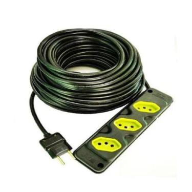 Imagem de Extensão Elétrica 10a/20a Reforçada 50m PP 2x1,5mm 3 tomadas - Margiri