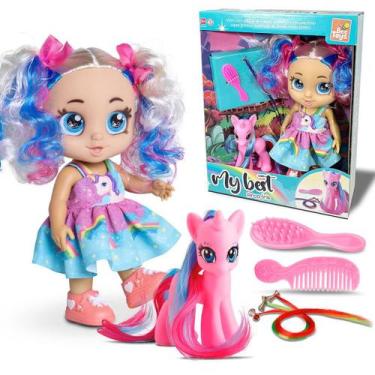 Imagem de Boneca My Best Colorida Com Unicórnio Acessórios - Bee Toys