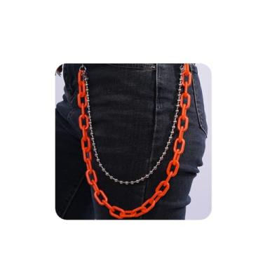 Imagem de YERTTER Calça jeans em camadas de acrílico com cores fofas, correntes de hip hop, corrente colorida, acrílico, gótico, rock, jeans, corrente, corrente de elos de cintura para mulheres e homens Egirls,