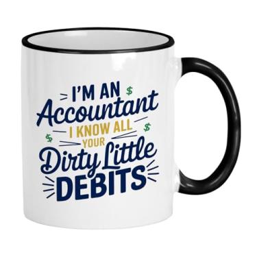 Imagem de Casitika Presentes de contador para mulheres ou homens. Caneca de contadores certificados de 325 ml. Presentes contábeis para agradecimento ou formatura de colegas de trabalho (Dirty Debits)
