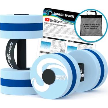 Imagem de Sunlite Sport Water Weights Pool Exercise Halteres com aderência firme, equipamento aeróbico aquático, conjunto de halteres de espuma EVA para hidroginástica e perda de peso, conjunto de 2