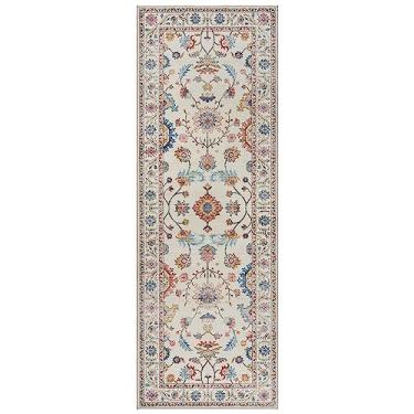 Imagem de Gertmenian Tapete de área tufado impresso interno corredor 2x6, tapete de decoração de casa antiderrapante para entrada, quarto, sala de estar, borda, cullen creme multi, 28545