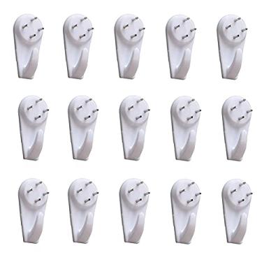 Imagem de NATUWORLD 20 ganchos de parede de plástico, branco, 4 cm de comprimento, carga máxima de 10 kg/22 lbs, kit de pendurar fotos, parede dura, madeira maciça, cimento, limão, caiado de branco, adesivos
