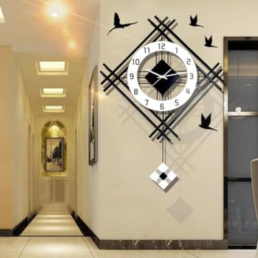 Imagem de Relógios de parede para decoração de sala de estar, relógio de parede decorativo grande, operado por bateria, silencioso, sem tique-taque, moderno, metal, quartzo, relógio de parede para quarto,