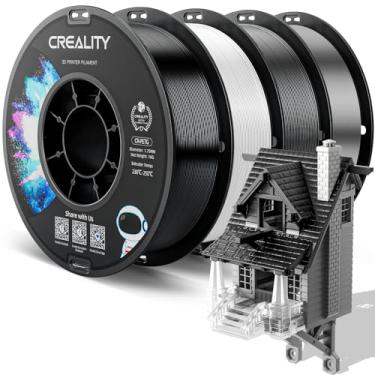 Imagem de Filamento de impressora 3D Official Creality PETG 1,75 mm 4KG (8,8 lbs), alta precisão, forte dureza, inodoro, melhor fluxo, impressão 3D à prova de umidade, filamento CR PETG, preto + branco + cinza