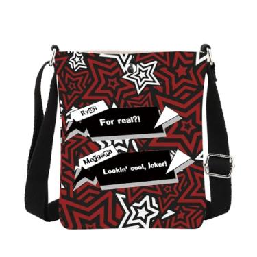 Imagem de MBMSO Bolsa tiracolo para presente de videogame, anime, mangá, anime, presente para amantes de videogame, estrela vermelha e preta, bolsa tiracolo, Jrpg transversal
