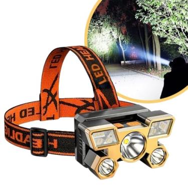 Imagem de Lanterna de Cabeça LED Recarregável USB, Alcance Longo, 3 Modos de Luz, Faixa Ajustável
