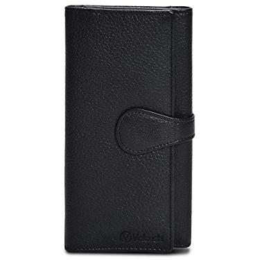 Imagem de VALENCHI Carteira feminina - Carteira feminina de couro pequena - Bolsa clutch feminina - Viagem - Porta-cartão de crédito, Flutuante preto, Carteira RFID