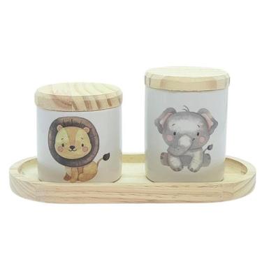 Imagem de Kit higiene bebê Safari 3 Pçs - Porcelana e Pinus - Genérico