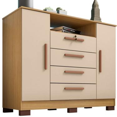 Imagem de Cômoda Sapateira Rack para Quarto 2 Portas 4 Gavetas Madri