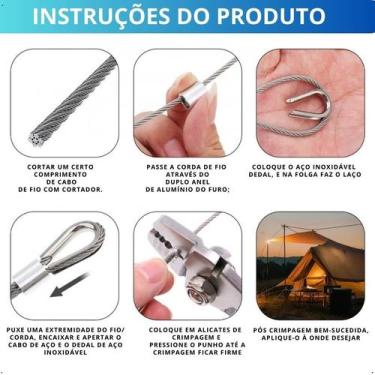 Imagem de Sapatilha Cabo de Aço Zincado Academia Aparelho Resistente Reforçado 7