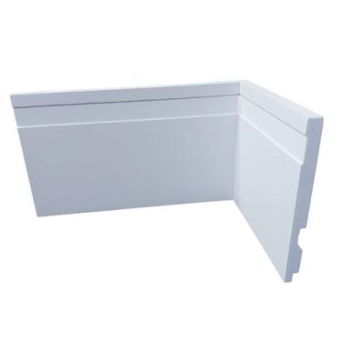Imagem de Kit com 5 Barras de Rodapé de Poliestireno Frisado - Branco - 12cm de 