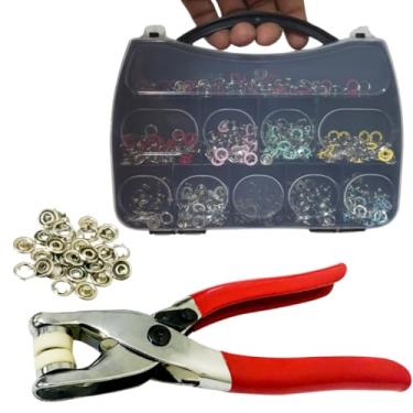 Imagem de Kit Alicate de Botão De Pressão Metal Roupa Bebê + 200 botões tamanho 35 cores sortidas