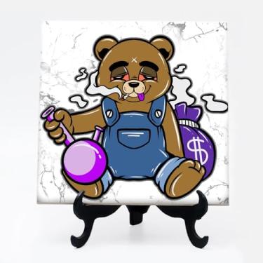 Imagem de Quadro azulejo Bear Ursinho Narguile grana Urso 25