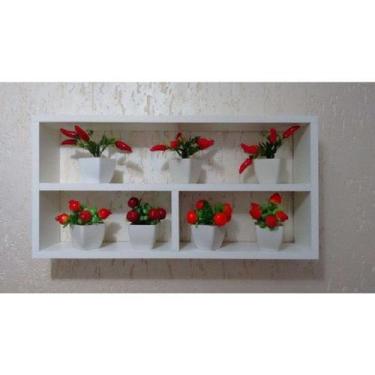 Imagem de Nicho Com Prateleira e Divisória 60x30x15 100% MDF Branco - Tesori Dec