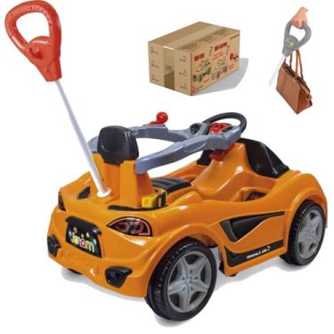 Imagem de Carrinho de Passeio Infantil com Empurrador, Laranja, com Proteção e Cinto de Segurança