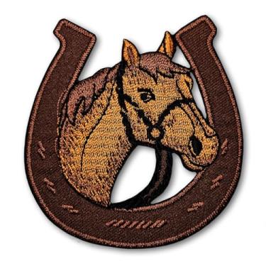 Imagem de Patchicon4u Cabeça de cavalo marrom fazenda ferradura símbolo animal bonito ferro na costura bordado aplique patch para camisas, jeans, jaquetas, roupas