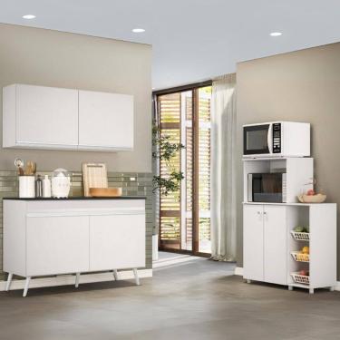 Imagem de Armário de Cozinha Compacta com Gabinete Pia e Balcão para Forno e Micro-ondas Multimóveis MP2254