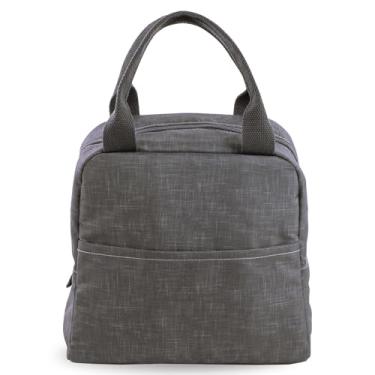 Imagem de Bolsa térmica Steel Mill & Co para mulheres ou homens, lancheira térmica de grande capacidade, linda lancheira para adultos, mini cooler com fecho de zíper, bolsos e alças resistentes (cinza)