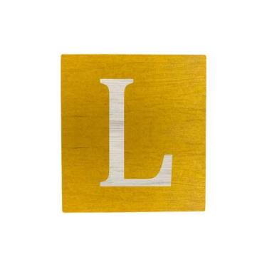 Imagem de Cubo Amarelo Letra Branca Festa Chá de Bebê Decoração 8x8x8 Cm Mdf Mad