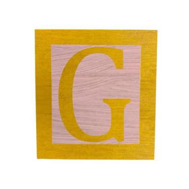 Imagem de Cubo Rosa Letra Amarela com Aplique Festa Chá de Bebê Decoração 8x8x8 