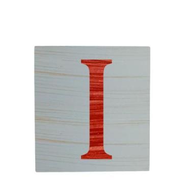 Imagem de Cubo Azul Bebê Letra Vermelho Festa Chá de Bebê Decoração 8x8x8 Cm Mdf