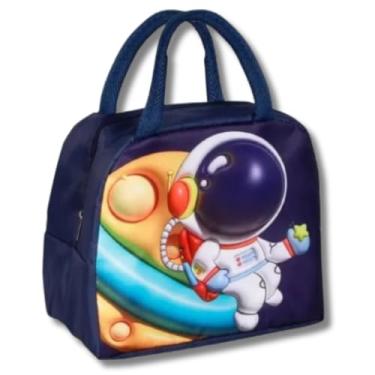 Imagem de Bolsa Térmica Infantil para Lanche, Design de Animais Fofos, Alça Dupla, Ideal para Escola e Passeios (ASTRONAUTA)
