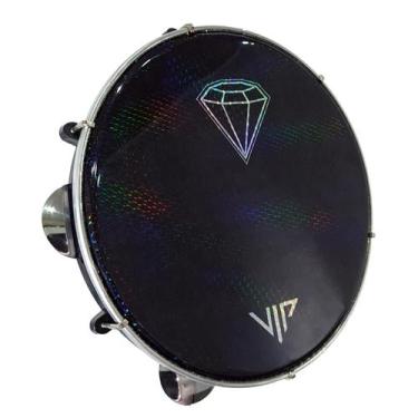 Imagem de Pandeiro Vip 10 Pele Holografica Diamante Abs Platinela Inox - VIP Per