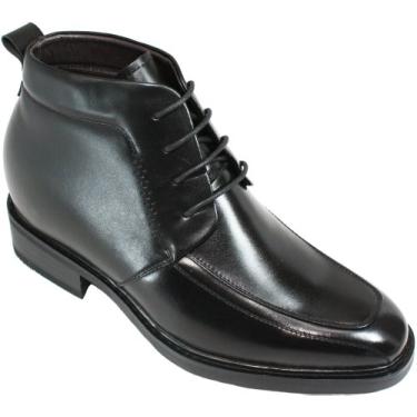 Imagem de Calden Botas masculinas invisíveis para aumento de altura – Vestido de couro preto com cadarço formal – 7,6 cm mais alto – K28801, Preto, 36 BR
