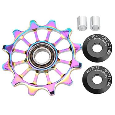 Imagem de Polia de bicicleta de liga de alumínio de 12t de 12t, polia do desviador traseiro de bicicleta acidentada, polia guia de cerâmica de roda de alto desempenho para bicicleta de
