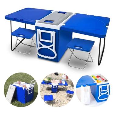 Imagem de Caixa Térmica 32 L Com Mesa E Cadeira Praia Camping 5 Em 1 - Arqplast