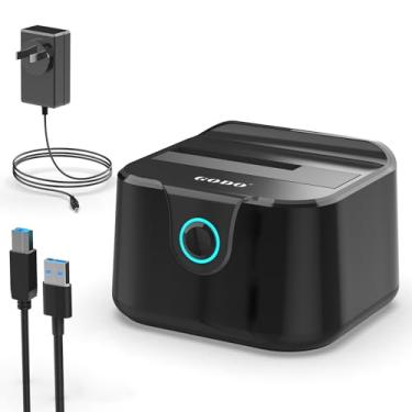 Imagem de GODO Estação de ancoragem de disco rígido único USB 3.0 para SATA III para HDD SSD de 2,5/3,5 polegadas, base de disco rígido externo com UASP (5 Gbps), suporta clone offline e máximo