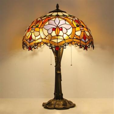 Imagem de American Retro Table Lamp LED Luxo Criatividade Sala de estar Estudo Quarto Lâmpada de cabeceira Villa Hotel Cor Vidro Mesa Luz (Estilo 7)