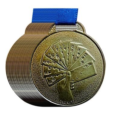 Imagem de Kit 100 Medalhas 3,5cm Premiação Baralho Poker Lote Conjunto bronze