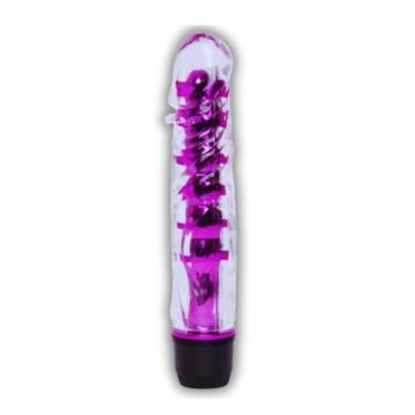 Imagem de Vibrador Translúcido com Glande Silicone Multivelocidade Pilhas - Sex Shop (Roxo)