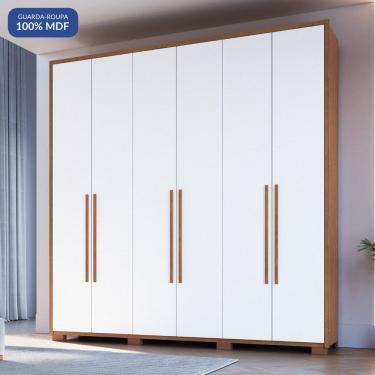 Imagem de Guarda Roupa 6 Portas 3 Gavetas Safira Cedro/Branco Line