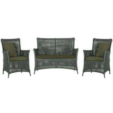 Imagem de Jogo Sofá e 2 Poltronas de Área Igapó Alumínio Pintura Marrom Corda Náutica Estofado 13 Trama