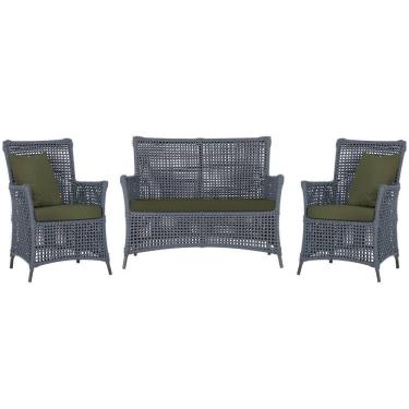 Imagem de Jogo Sofá e 2 Poltronas de Área Igapó Alumínio Pintura Marrom Corda Náutica Estofado 13 Trama