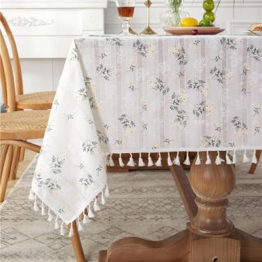 Imagem de Toalha de mesa retangular floral de algodão bordado para decoração de mesa de jantar de cozinha e casamento (60x60cm/lilases)