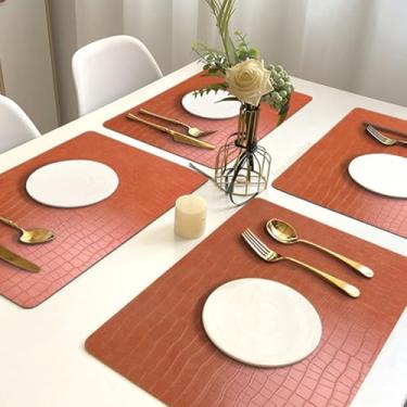 Imagem de 10 Jogo Americano Mesa Posta Luxo Impermeável Pvc Cro Vr (TERRACOTA claro escuro palha sisal laranja - CROCK RETANGULAR)